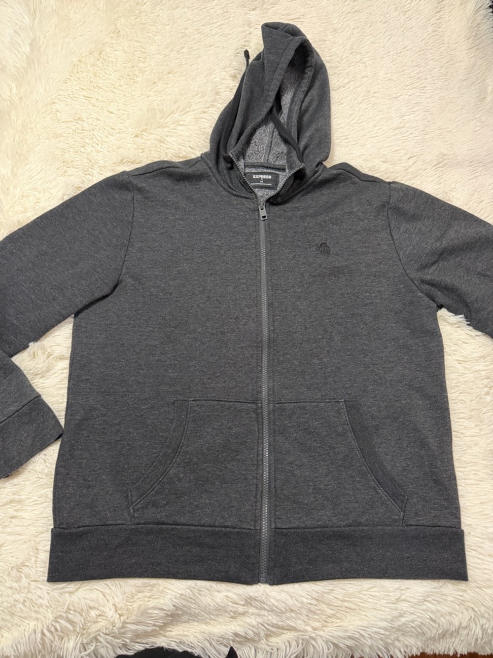 Express Men's Charcoal Gray Full-Zip Hoodie Sweatshirt